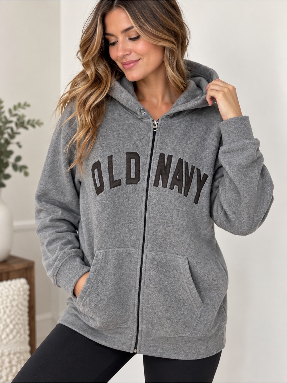 Old Navy Gray Zip-Up Hoodie with Logo